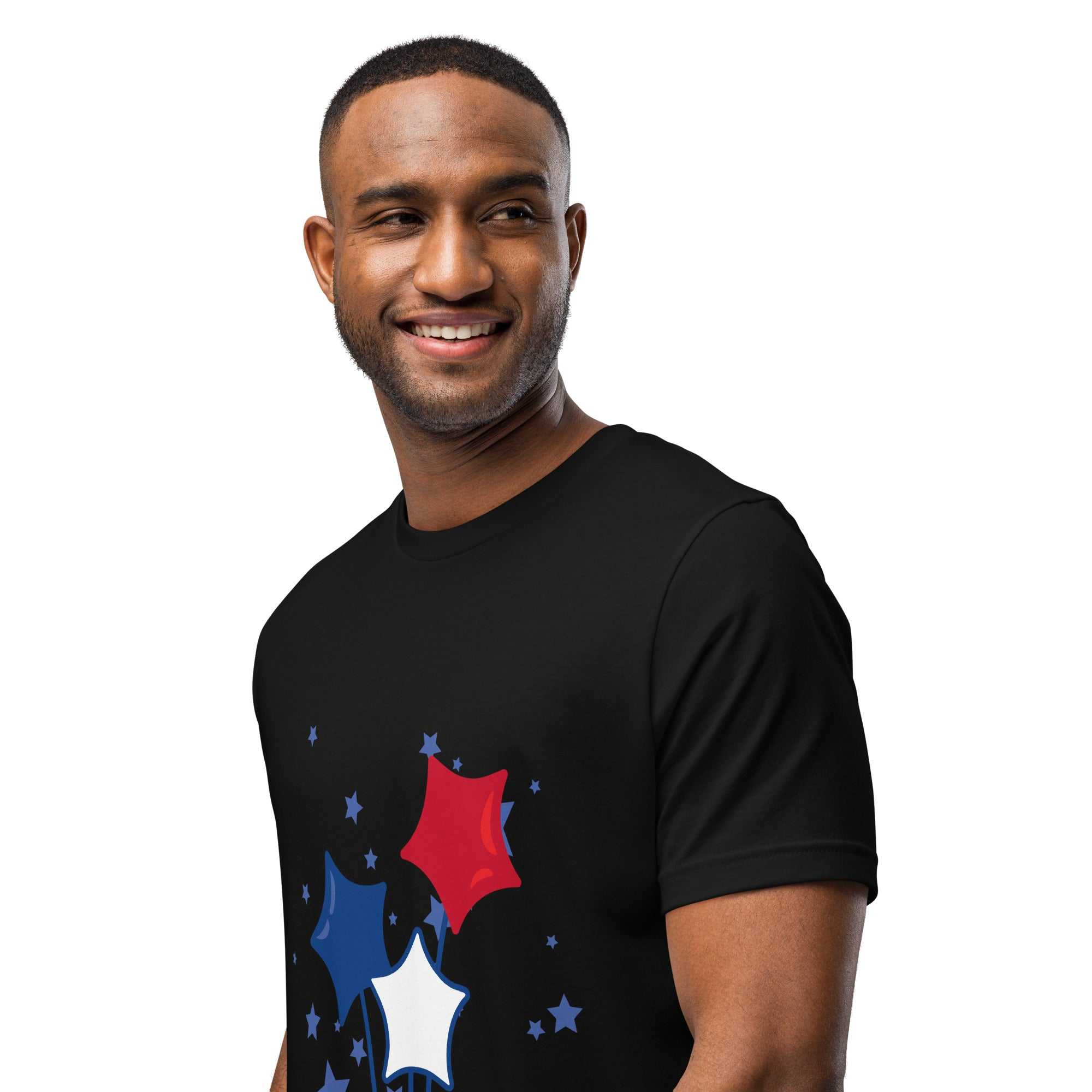 RED WHITE BLUE STAR BALLOONS Unisex t-shirt (Made in USA)